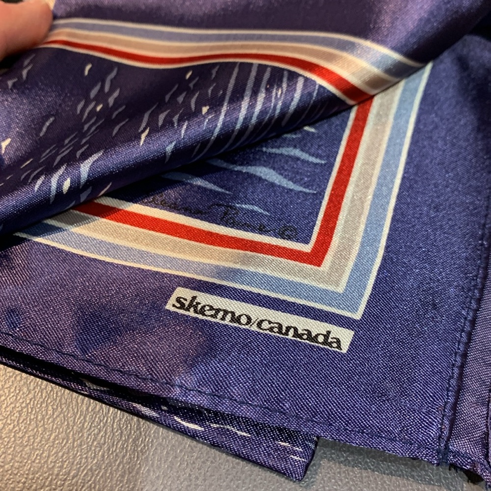 SKEMO/CANADA Vintage Purple Acetate Scarf with Loon Design by Eleanor Paine - Picture 8 of 8